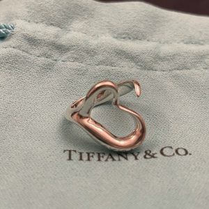 Authentic Tiffany & Co Sterling Silver Open Heart Ring Size 7.5